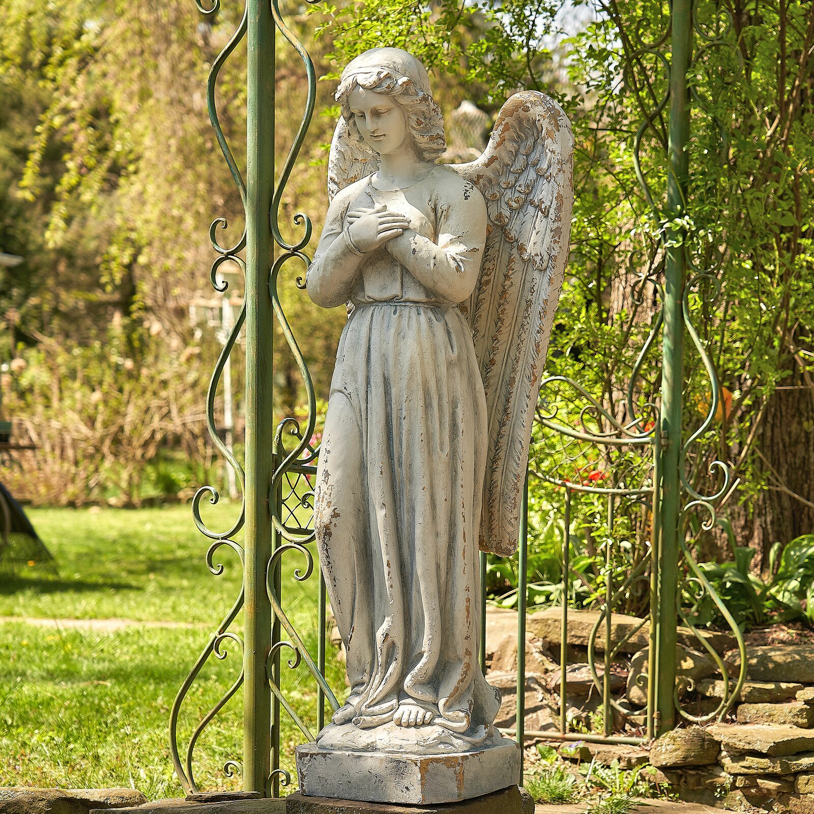 Trinx Cristabella Standing Angel Holding Heart "Evangeline" Statue